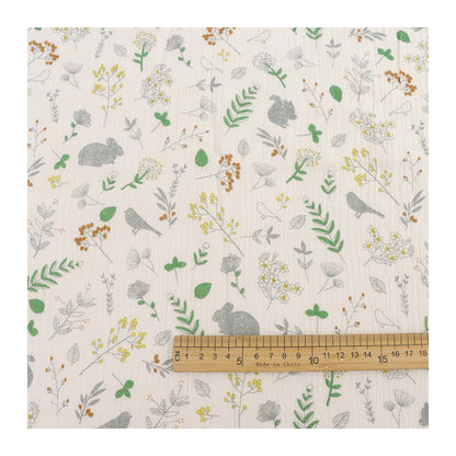 Cotton Double Gauze Fabric, Vine & Bear Prints (6) - Forest