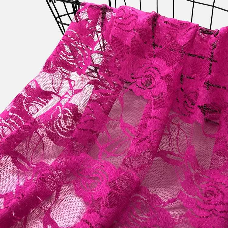 Rose Lace Fabric, Sheer Stretch Net for Weddings & Decor - Rose Red