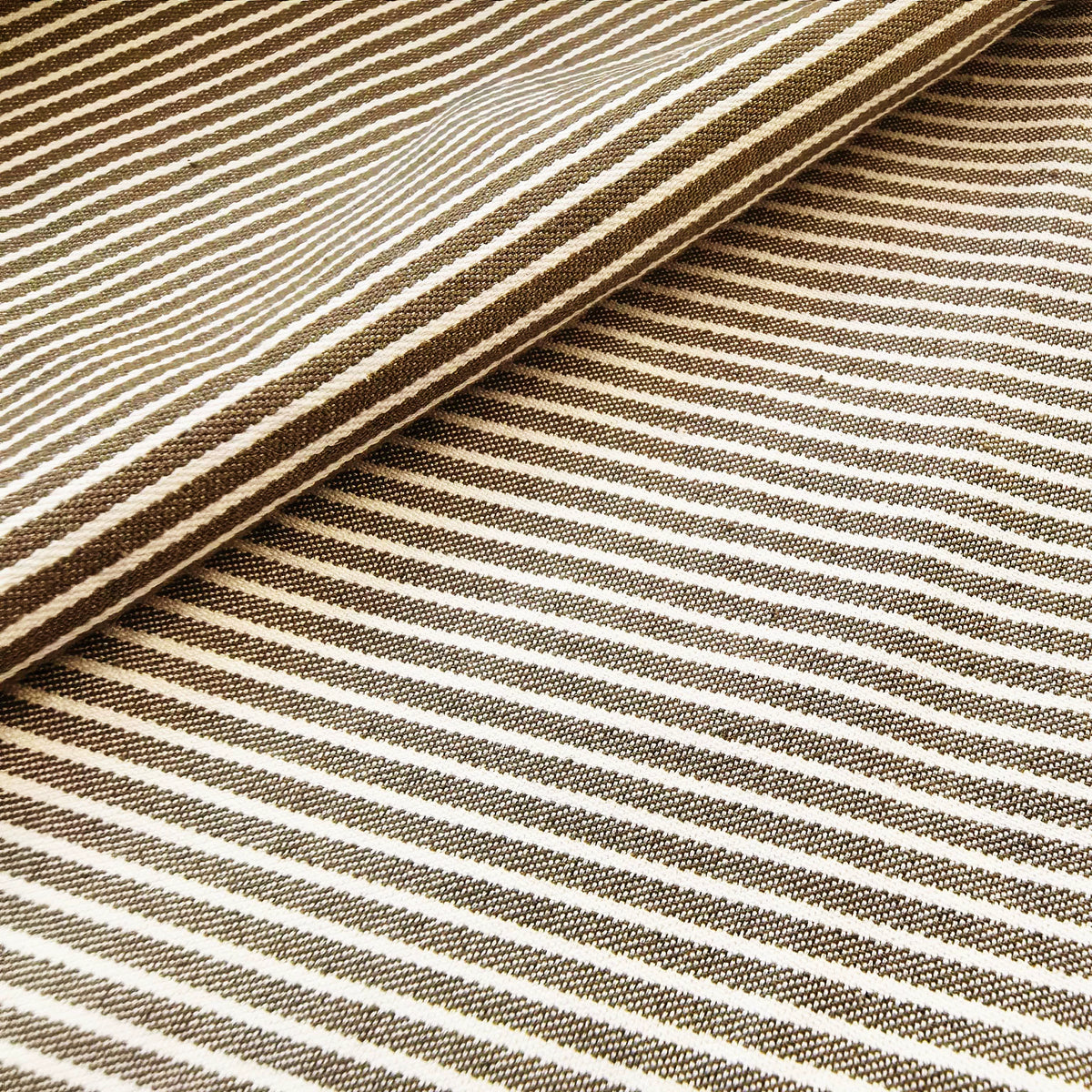 Yarn-Dyed Denim Fabric, Striped, 59 in Wide - Brown