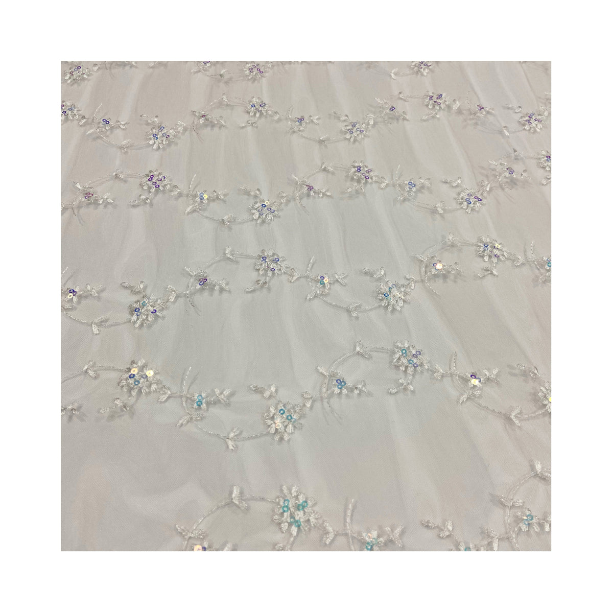 Embroidered Sequin Mesh, Floral, 51 in Wide