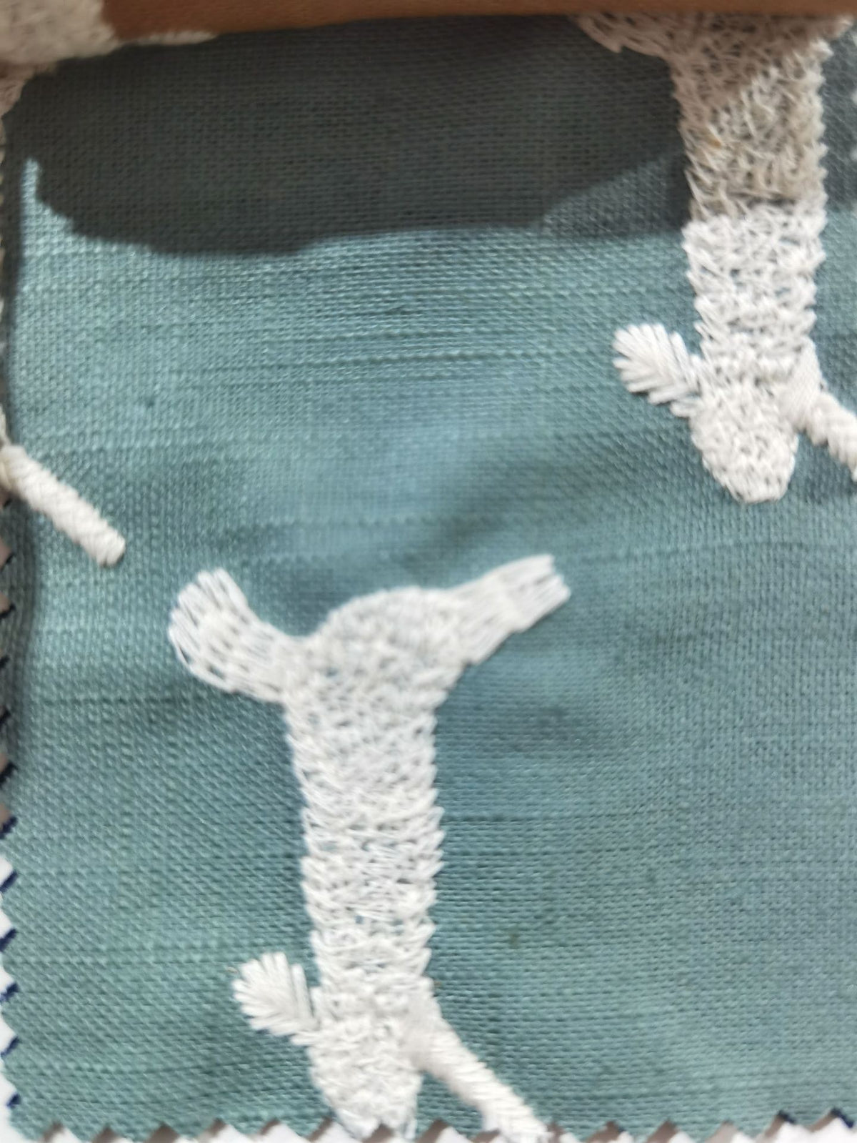 Cartoon Rabbit Embroidery Fabric, for Kids, 49 in Wide - Morandi Grey