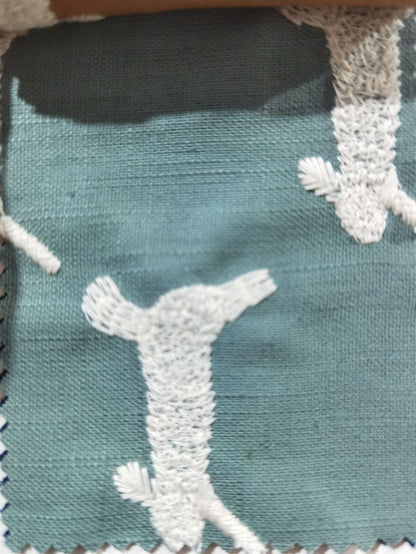 Cartoon Rabbit Embroidery Fabric, for Kids, 49 in Wide - Morandi Grey