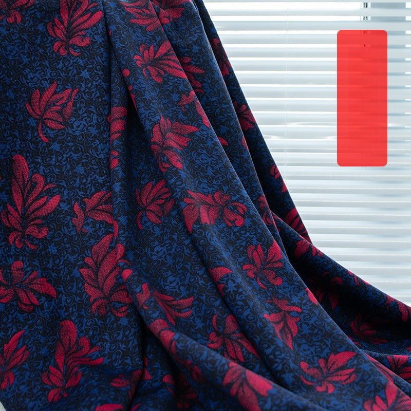 Printed Bonded Fleece-Back Fabric, Warm Corn-Grid Cloth for Jackets & Home - Autumn Frost Leaf