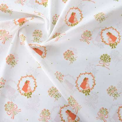 Vintage Floral Cotton Fabric, 60s Print Cloth for Kids Dresses & Dolls - Floral Dancer