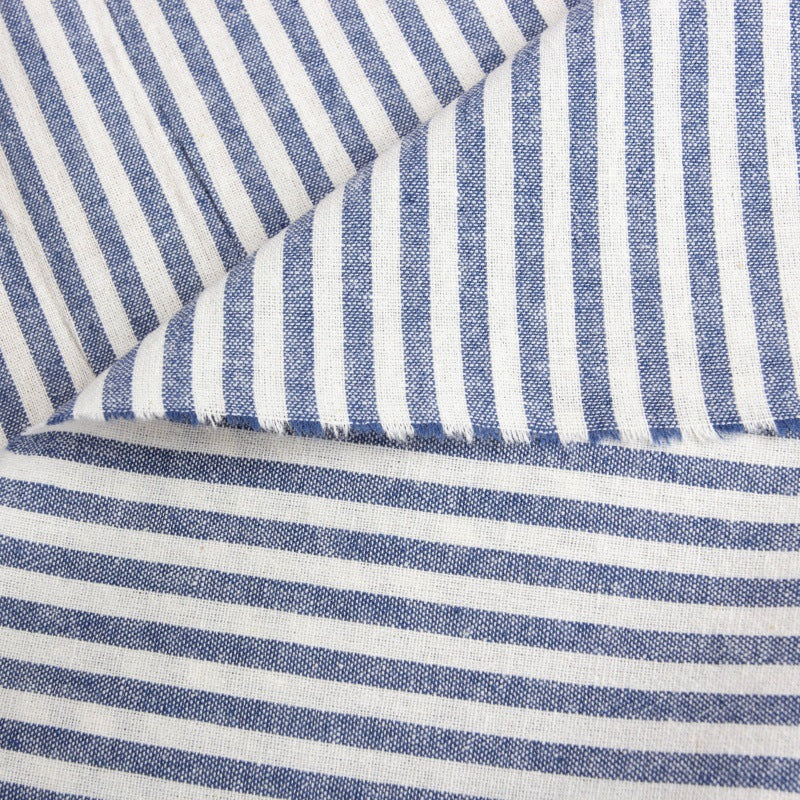 Washed Stripe Woven Cotton Fabric, Fine Stripes for Shirts & Crafts