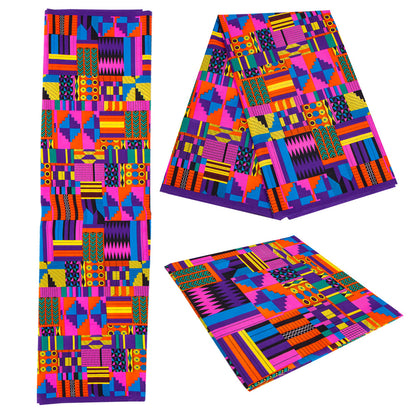 African Wax Print Fabric, Double-Sided Polyester (5 Prints) - fp6518