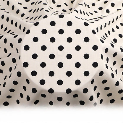 Rayon Polka Dot Fabric, Soft Challis Cloth for Dresses & Sleepwear - Beige Dots
