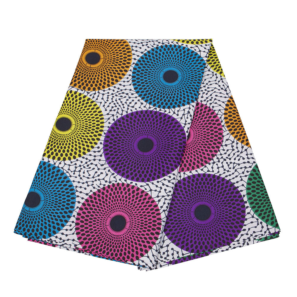 African Wax Print Fabric, Geometric Double-Sided Polyester (9 Prints) - FP6484