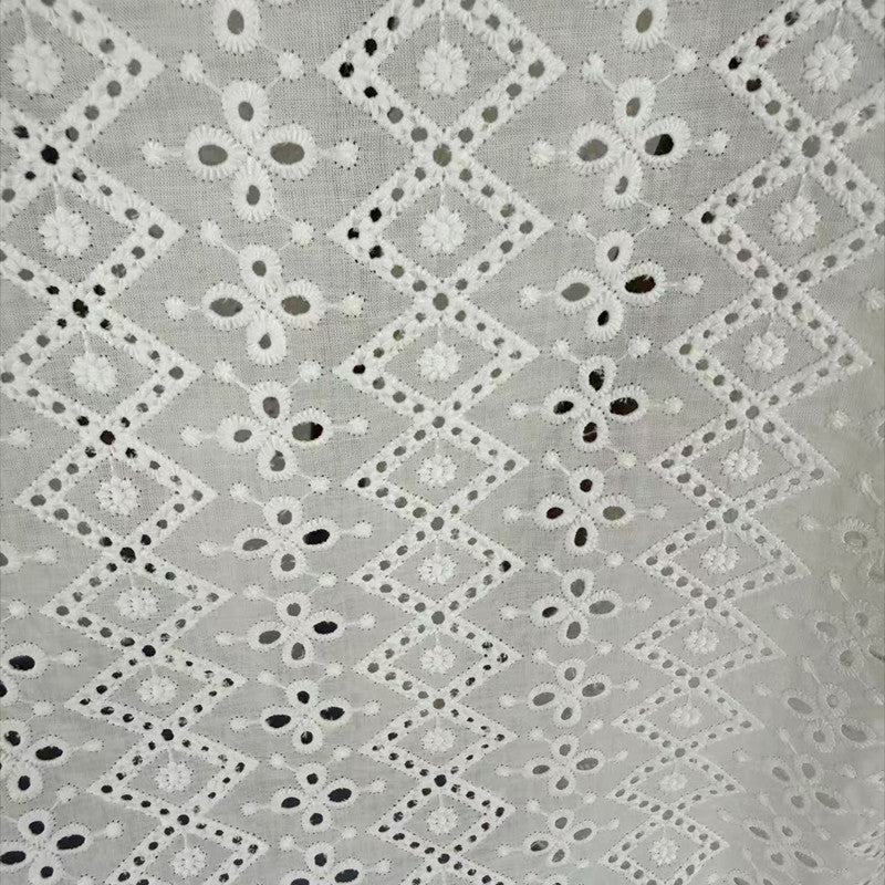 100% Cotton Cutwork Embroidered Fabric, 80 g/m², 130 cm Wide, for Dresses, Shirts & Table Linen