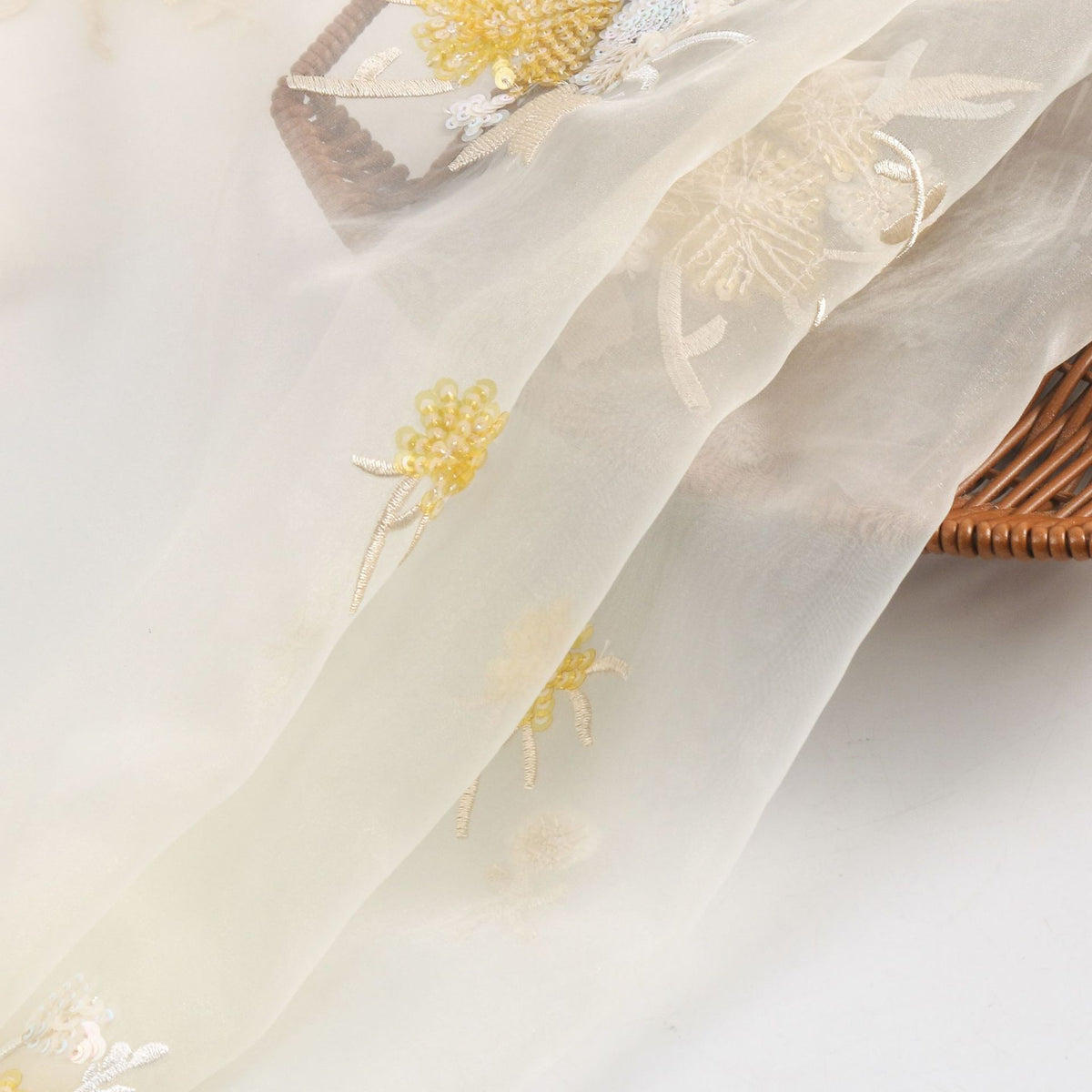 Gold Embroidery Fabric, Chinese Style for Hanfu, 57 in Wide