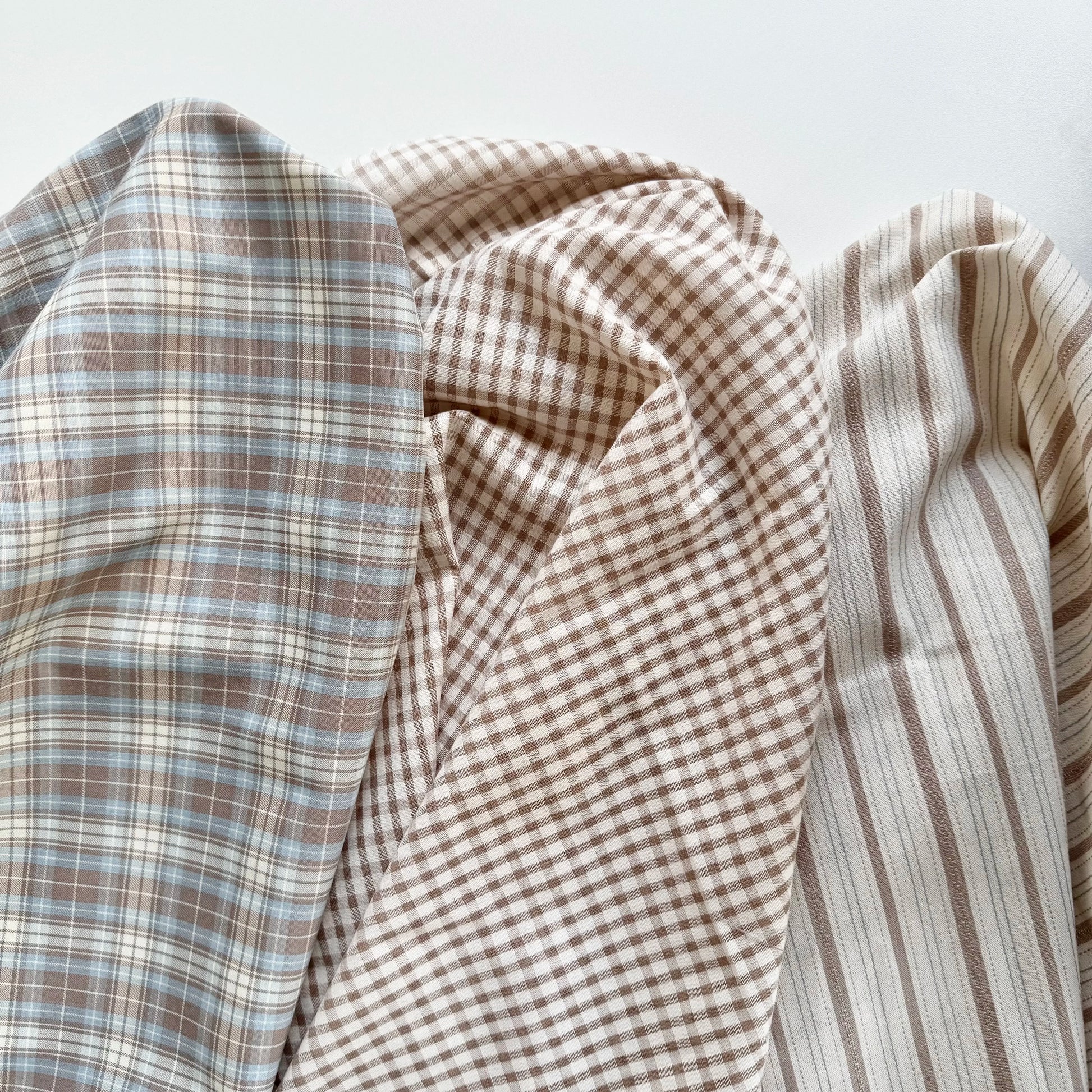 Cotton Shirting Fabric, Retro Stripe & Polka, for Shirts, Skirts & Hair Scrunchies