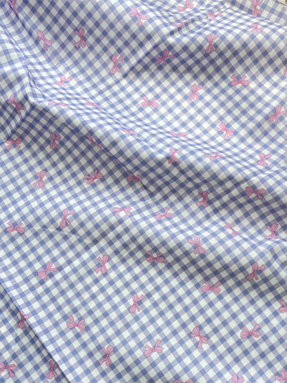 Cotton Gingham Bow Fabric, for Dresses & Sleepwear