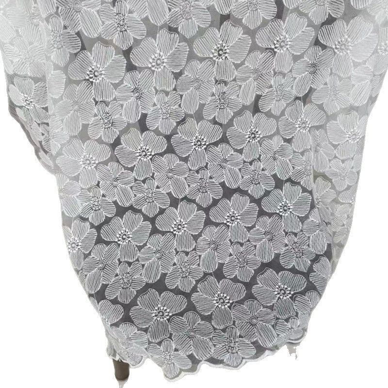 French Court Polyester Lace Fabric, 80 g/m², 125 cm Wide, for Dresses, Table & Piano Cover