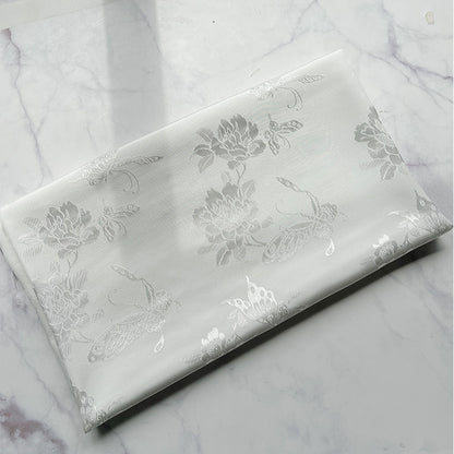 Rayon Jacquard Fabric, Butterfly & Flower Hanfu Cloth - White