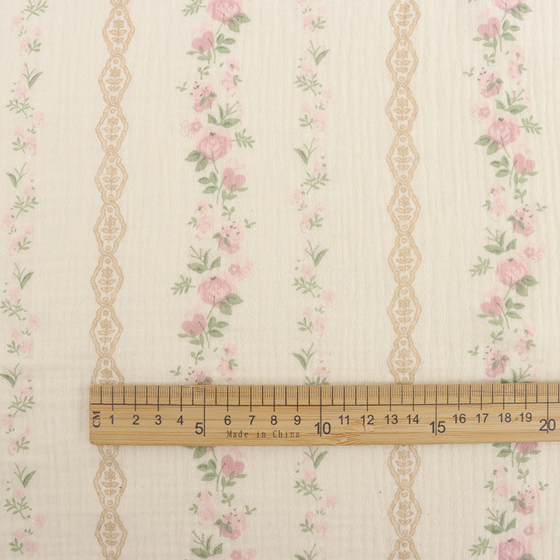 Baby Cotton Double Gauze Fabric, Digital Floral Prints (6) - Rose Garden