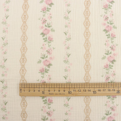 Baby Cotton Double Gauze Fabric, Digital Floral Prints (6) - Rose Garden