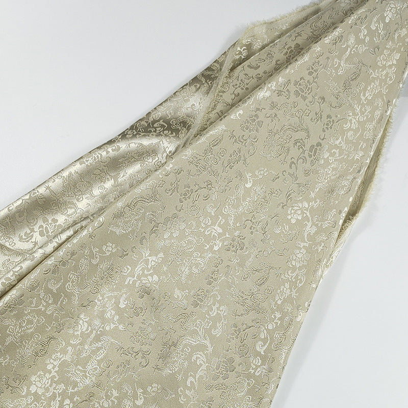 All-Over Dragon Satin Fabric By The Yard | 17 Colors, 47" Wide for Hanfu & Home Decor - Beige