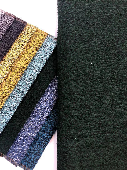 Boucle Loop-Yarn Polyester Fabric, Textured Solid Cloth for Upholstery & DIY - Dark Green