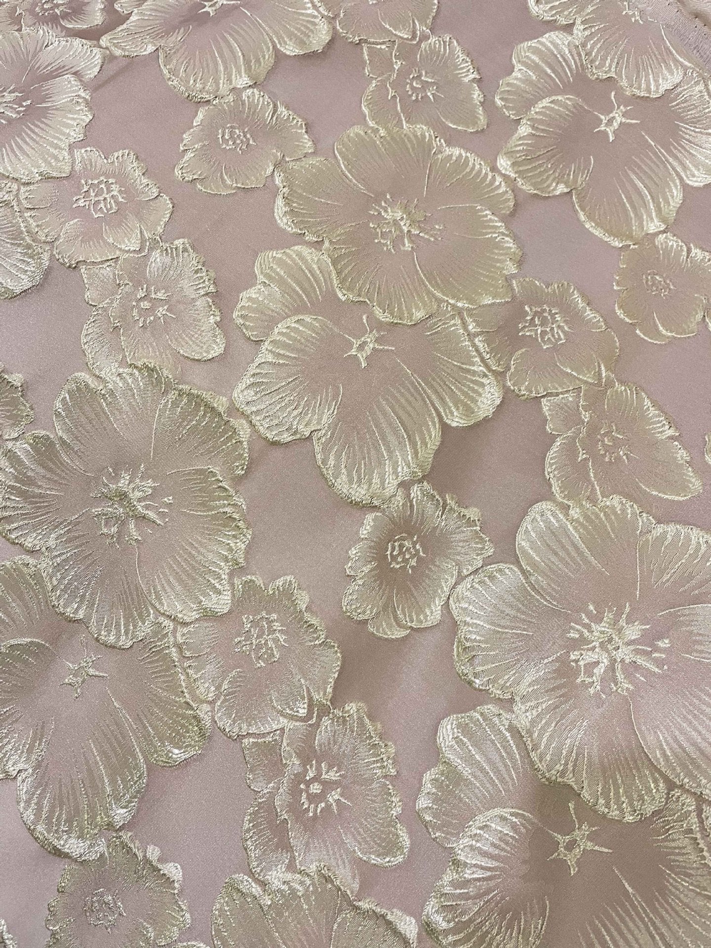 3D Floral Metallic Jacquard Fabric - Dress Jacket by the Yard - Light Pink