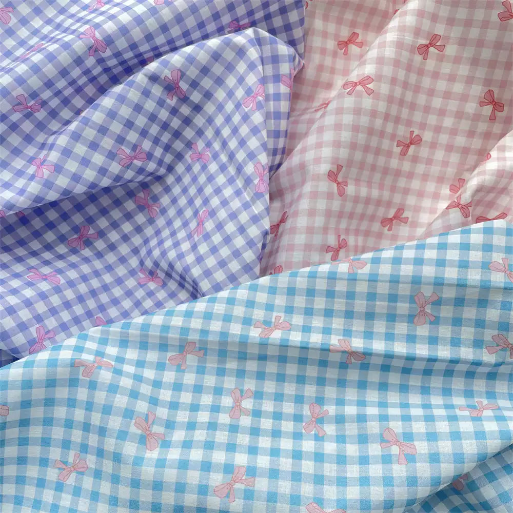 Cotton Gingham Bow Fabric, for Dresses & Sleepwear