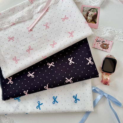 Cotton Fabric, Bow & Polka Dot Prints, for Homewear, Dollwear & Scrunchies