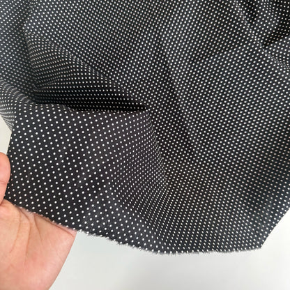 Cotton Shirting Fabric, Retro Stripe & Polka, for Shirts, Skirts & Hair Scrunchies - Black Micro Polka Dot