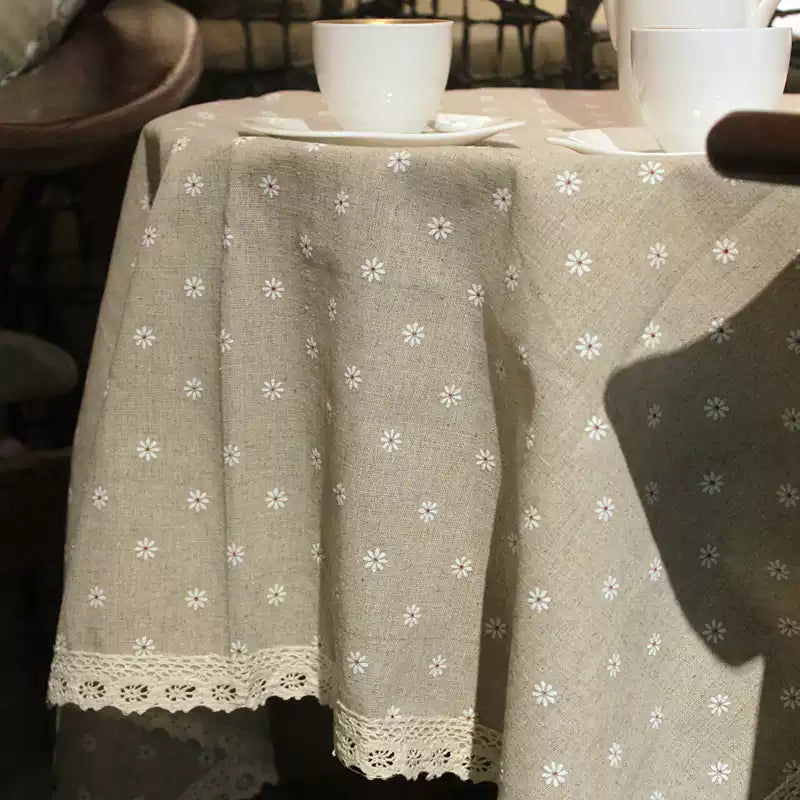 Heavy Cotton Linen Daisy Fabric, for Curtains & Upholstery