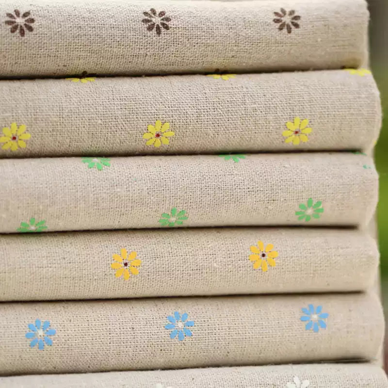 Heavy Cotton Linen Daisy Fabric, for Curtains & Upholstery