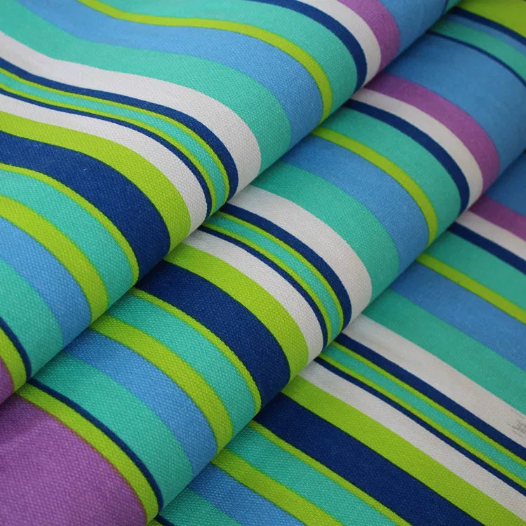 Cotton Linen Rustic Sofa Fabric, for Sofa Covers & Cushions - Teal Stripe