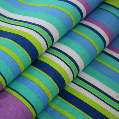 Cotton Linen Rustic Sofa Fabric, for Sofa Covers & Cushions - Teal Stripe