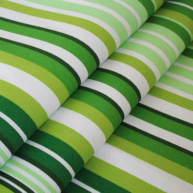 Cotton Linen Rustic Sofa Fabric, for Sofa Covers & Cushions - Apple Green Stripe