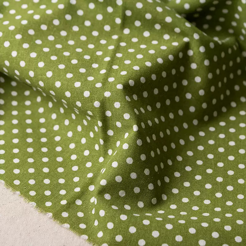 Green Linen Cotton Check Fabric for Bedding, Tablecloths & Crafts