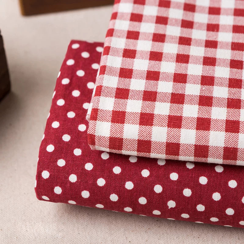 Japanese-Korean Style Cotton Gingham & Dot Fabric, Soft Cloth for Apparel & Decor - Gingham