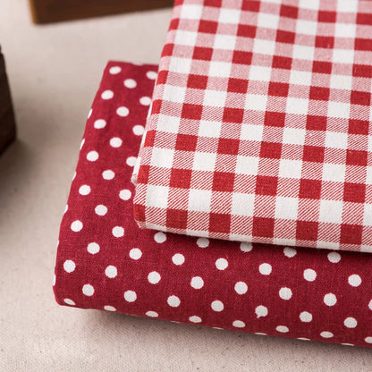 Japanese-Korean Style Cotton Gingham & Dot Fabric, Soft Cloth for Apparel & Decor - Gingham
