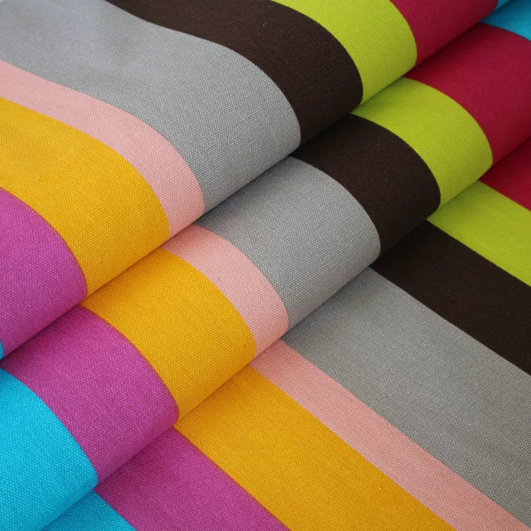 Cotton Linen Rustic Sofa Fabric, for Sofa Covers & Cushions - Candy Stripe