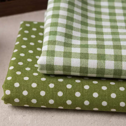 Green Linen Cotton Check Fabric for Bedding, Tablecloths & Crafts