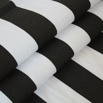 Cotton Linen Rustic Sofa Fabric, for Sofa Covers & Cushions - Black & White Stripe