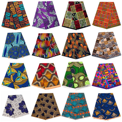 African Wax Print Fabric, Geometric Double-Sided Polyester (9 Prints)