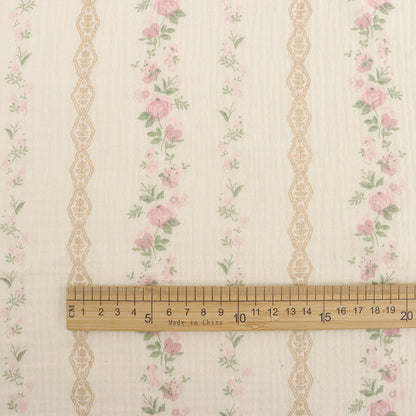Baby Cotton Double Gauze Fabric, Digital Floral Prints (6) - Rose Garden