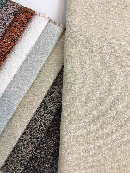 Boucle Loop-Yarn Polyester Fabric, Textured Solid Cloth for Upholstery & DIY - Off White