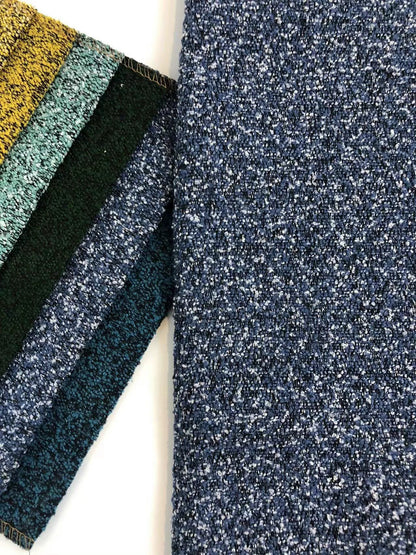 Boucle Loop-Yarn Polyester Fabric, Textured Solid Cloth for Upholstery & DIY - Deep Blue