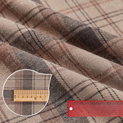 Brushed Plaid Shirt Fabric, Tartan Check, for Shirts, Skirts & JK Uniforms - Light Brown Plaid
