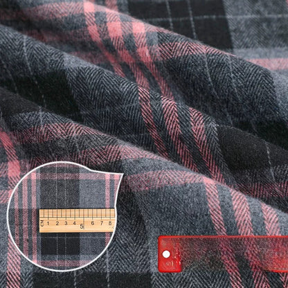 Brushed Plaid Shirt Fabric, Tartan Check, for Shirts, Skirts & JK Uniforms - Black Pink Plaid