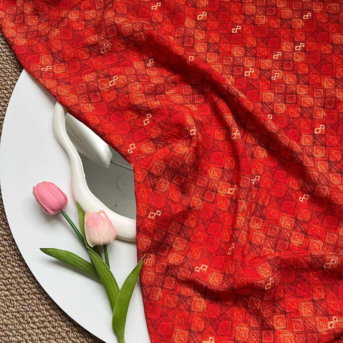 Canvas Fabric, Printed, for Bags & Home Decor, 59 in Wide - Red