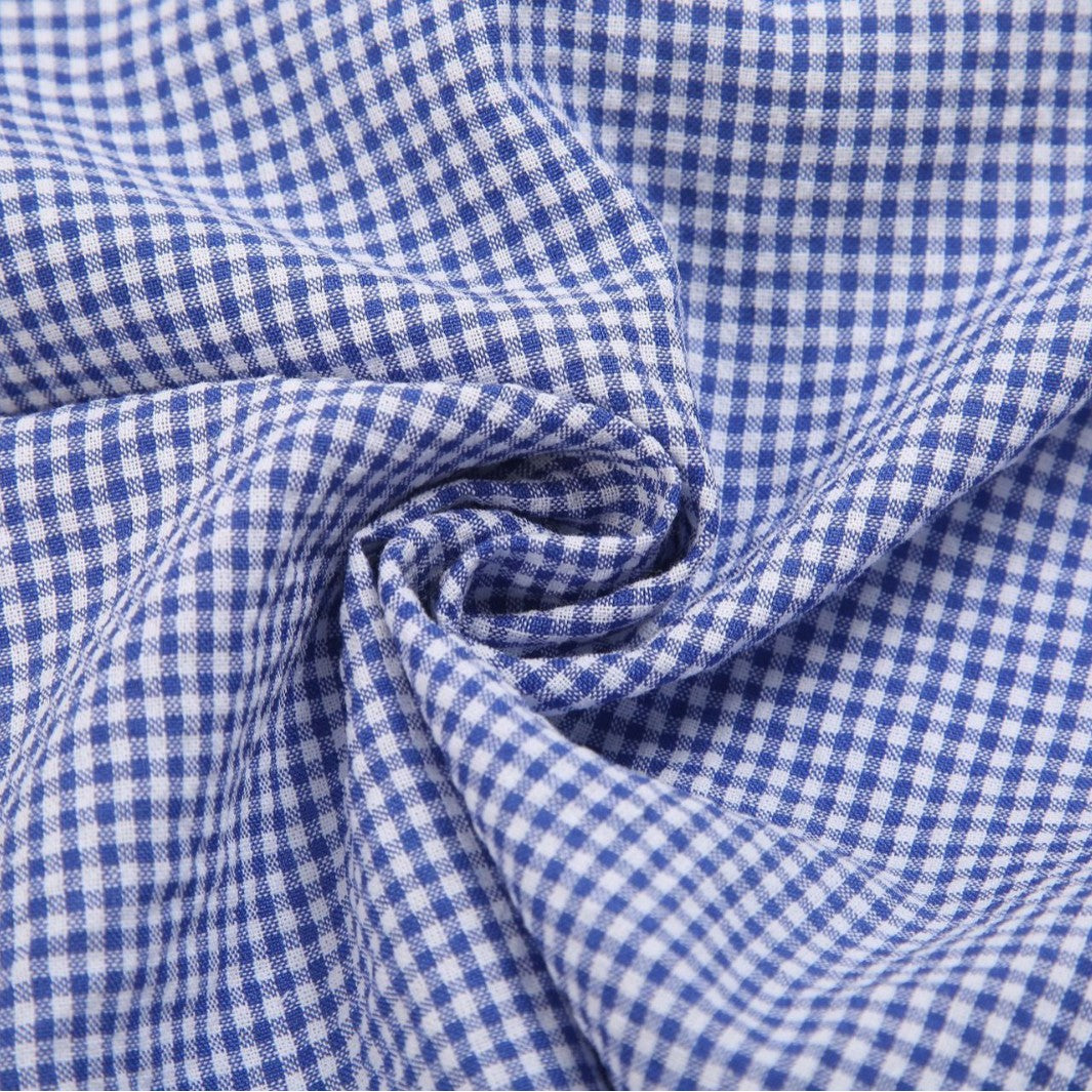 Check Fabric, Check, for Shirts & Curtains, 57 in Wide - Royal Blue