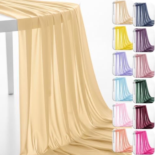 Chiffon Fabric, Printed, for Dresses & Overlays, 59 in Wide - Champagne