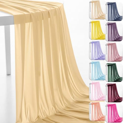 Chiffon Fabric, Printed, for Dresses & Overlays, 59 in Wide - Champagne