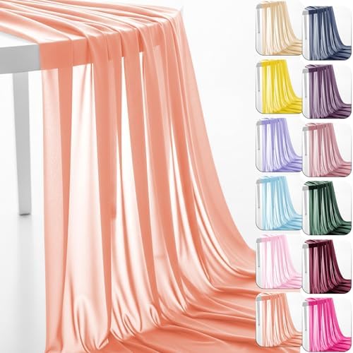 Chiffon Fabric, Printed, for Dresses & Overlays, 59 in Wide - Peach