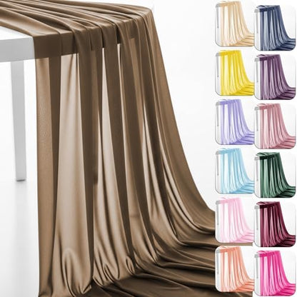 Chiffon Fabric, Printed, for Dresses & Overlays, 59 in Wide - Tan Brown