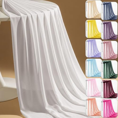 Chiffon Fabric, Printed, for Dresses & Overlays, 59 in Wide - White